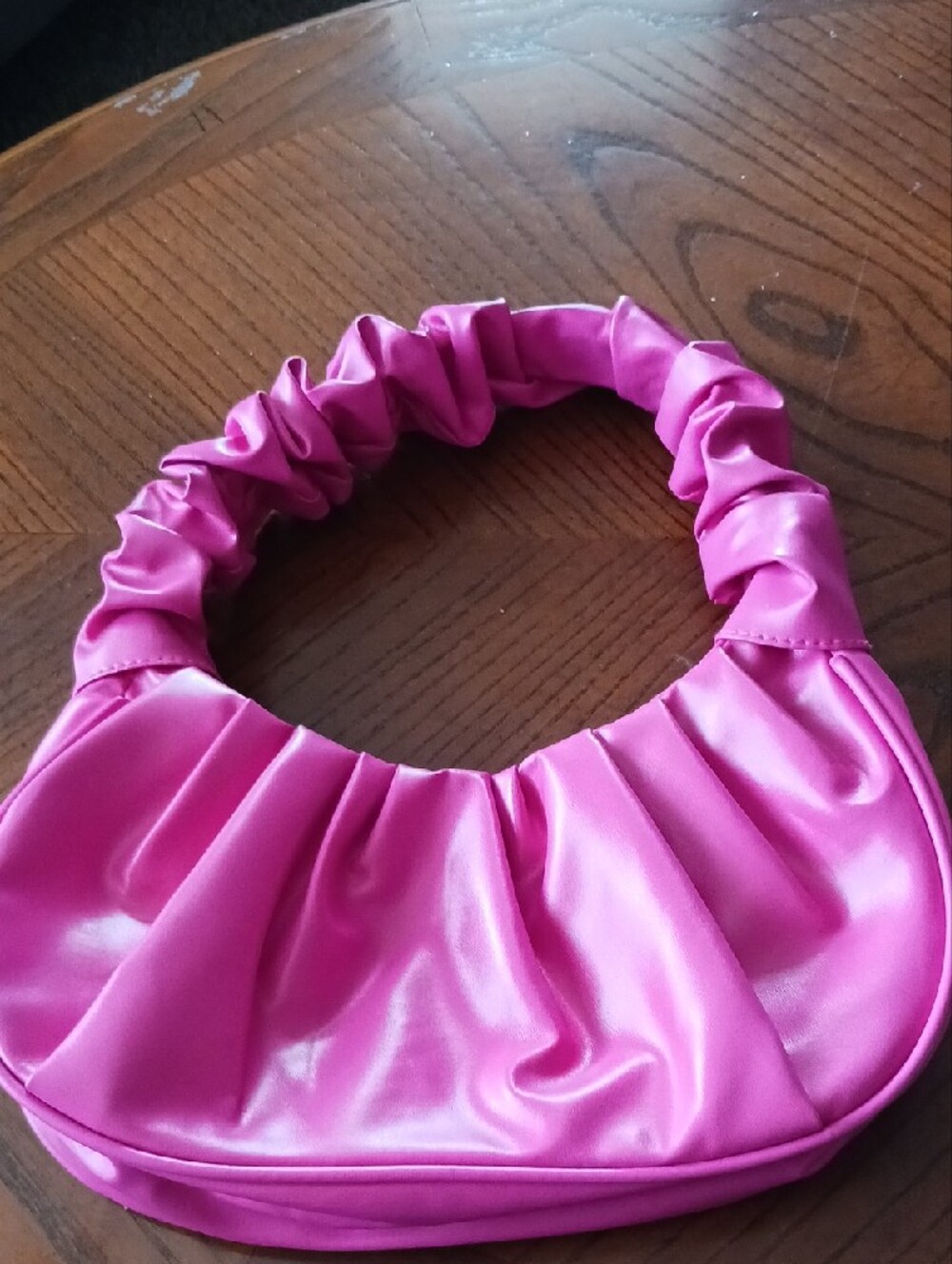 Fuchsia Ruched Shoulder Bag - Picture 2 of 5
